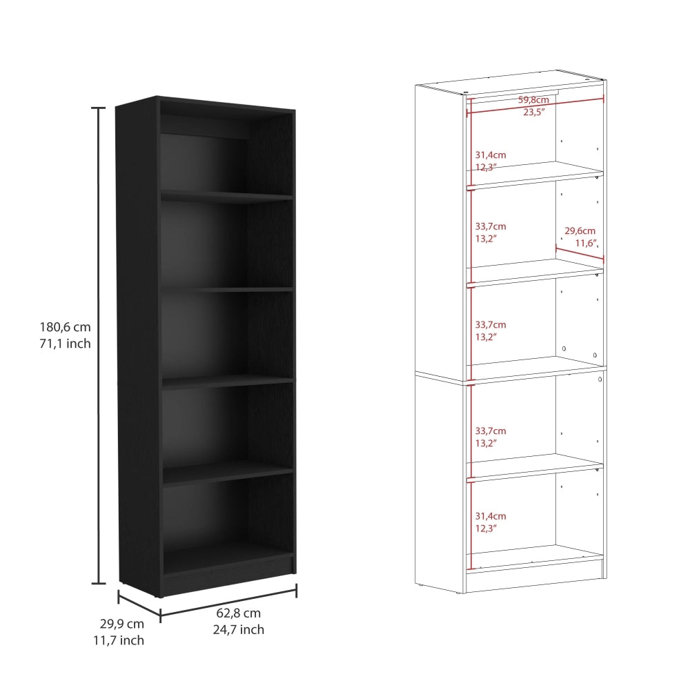 Dupree 4 Piece Home Bookcase Set, 91" Wide With 17 Shelves And A Double Door Cabinetliving Room Set Black 5 Or More Shelves Black Office Open Storage Space Modern Particle Board