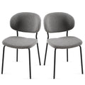 Grey Boucle Fabric Dining Chairs Set Of 2,Dining Chairs With Metal Legs For Dining Room, Kitchen, Living Room Metal Plaid Gray Dining Room Powder Coated Foam Dry Clean Modern Dining Chairs Solid Back Set Of 2 Foam Boucle