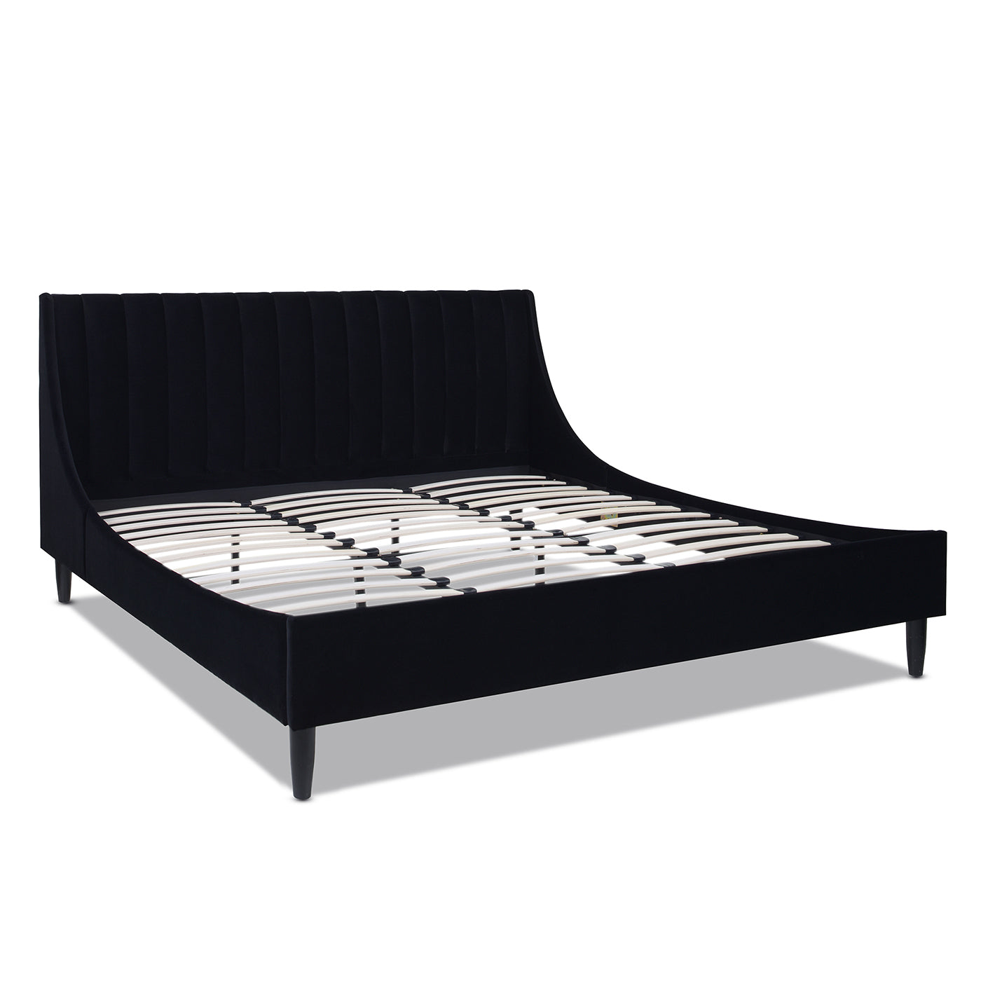 Aspen Vertical Tufted Headboard Platform Bed Set, King, Anthracite Black Velvet Box Spring Not Required King Anthracite Wood Foam Velvet Velvet