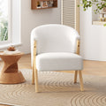 Modern Accent Chair With White Upholstery And Solid Wood Frame, Minimalist Lounge Chair For Living Room, Bedroom, Or Office White Foam Polyester,Solid Wood Mdf