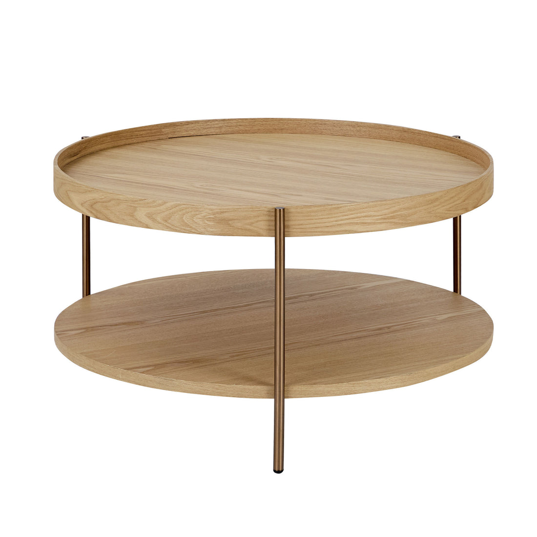 2 Piece Modern 2 Tier Round Coffee Table Set For Living Room,Easy Assembly Nesting Coffee Tables, End Side Tables For Bedroom Office Balcony Yard,Natural Ash Natural Ash Mdf Metal