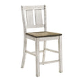 24 Inch Counter Height Chair, Set Of 2, Ash Brown Solid Wood, Antique White Brown White Solid Wood