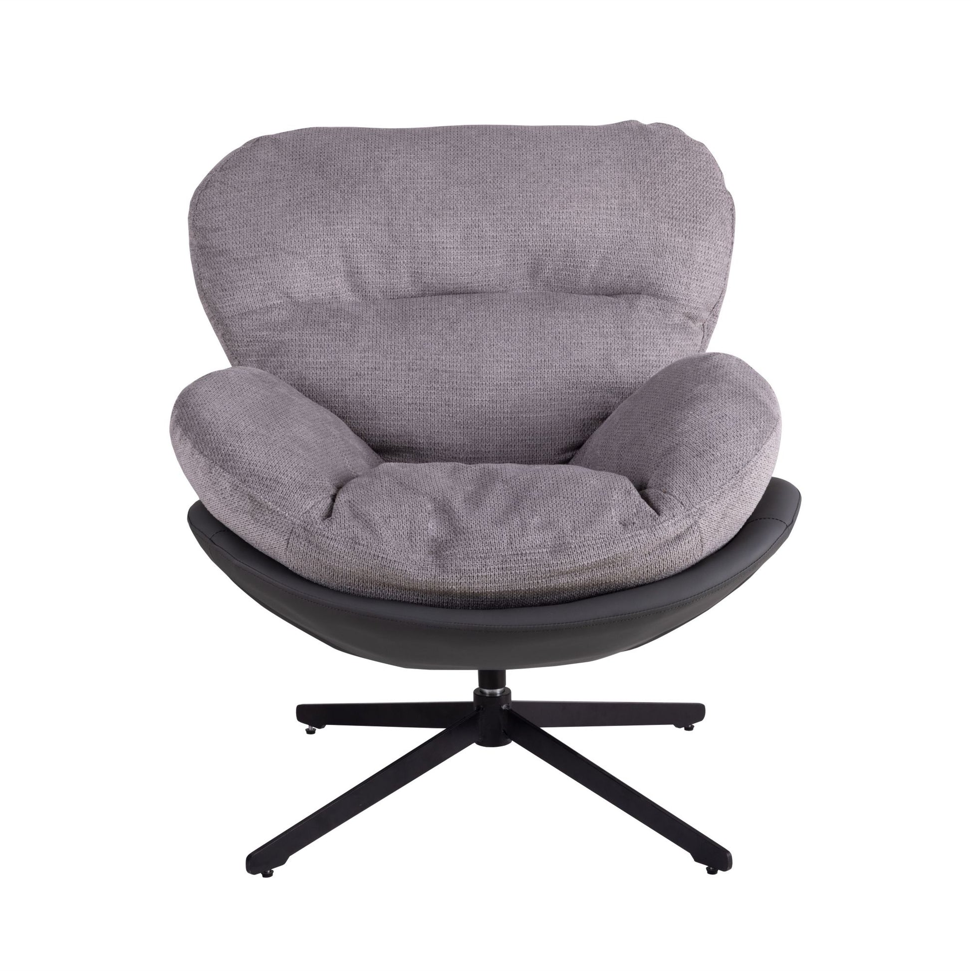 360 Swivel Accent Chair, Modern Chenille Lounge Chair With Faux Leather And Black Metal Base Frame, Comfortable Reading Chair For Small Spaces, Living Room, Bedroom, Reading Corner, Office,Light Gray Black,Light Gray Brown Primary Living Space Art