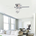 5 Blade 52 Inch Chrome Ceiling Fan With 3 Light No Include Bulb Chandelier Remote Controlled Chrome American Design,American Traditional,Farmhouse,Rustic,Vintage Plywood Iron