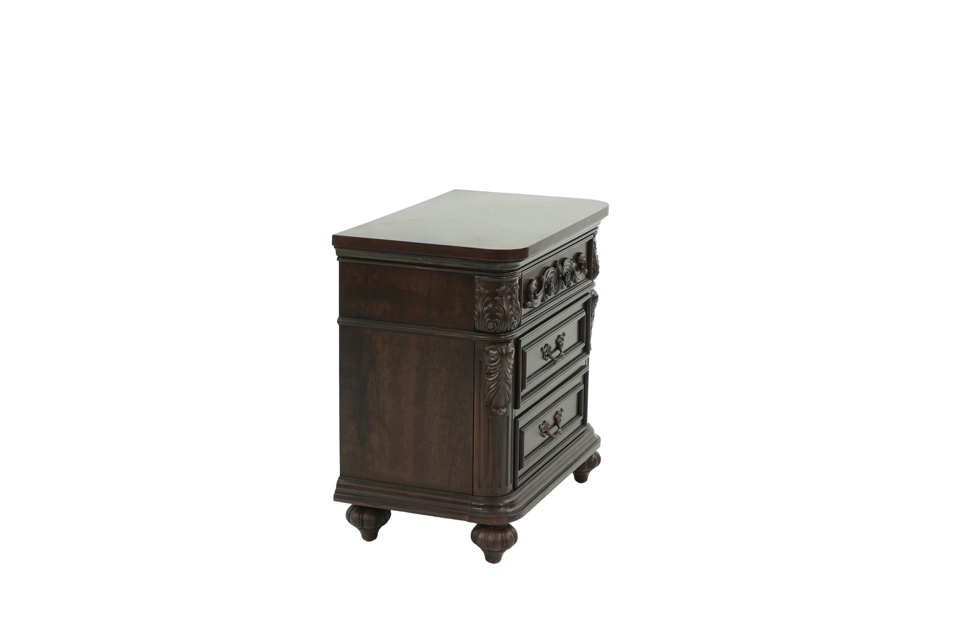 Traditional Antique Walnut 1Pc Nightstand Bedroom Furniture Cherry Veneer 2 Drawers Hanging Pull Bedside Table Walnut Brown 2 Drawers Bedroom Bedside Cabinet Contemporary,Traditional Easy Assembly Particle Board