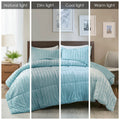 Faux Fur Comforter Mini Set Queen Teal Blue Polyester