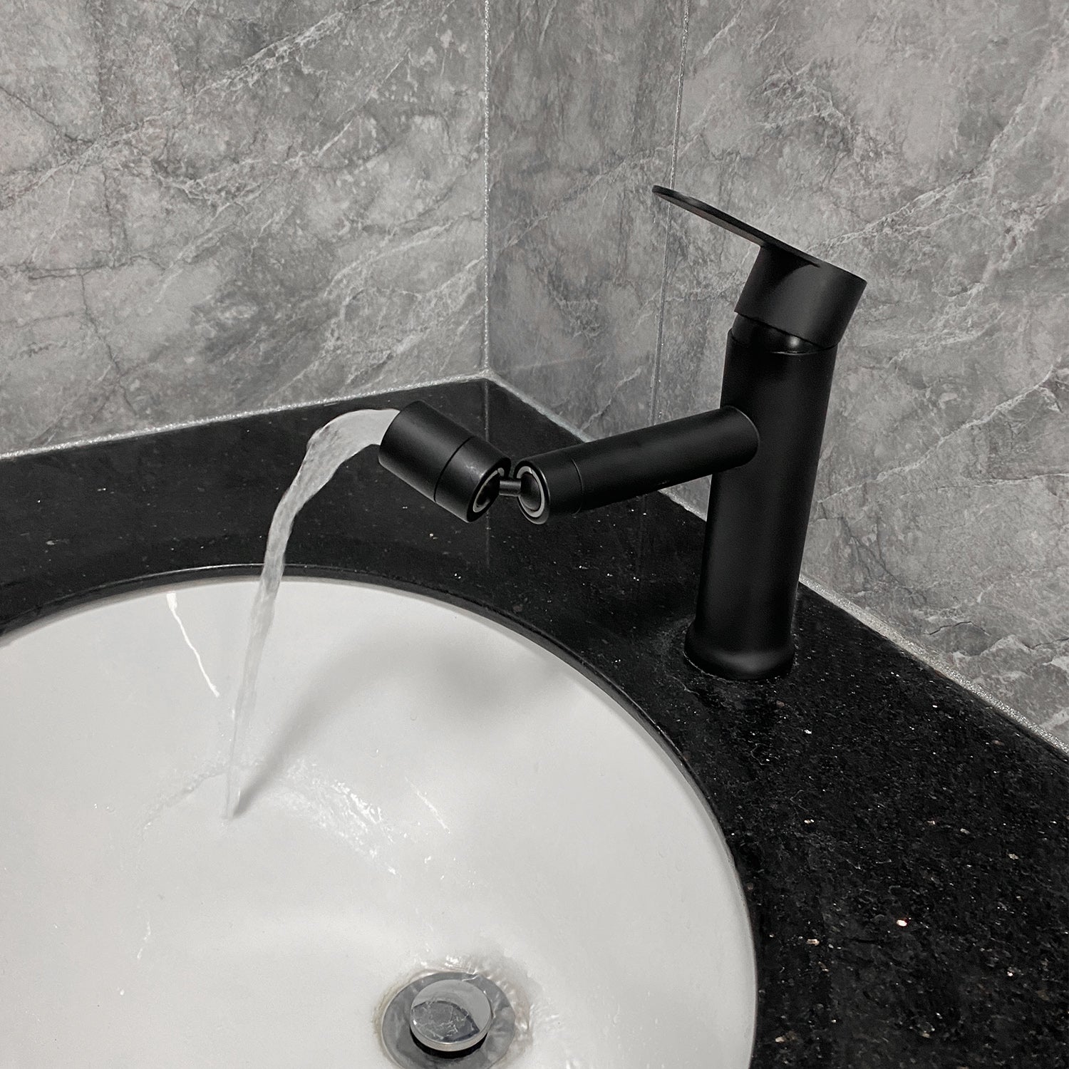 Bathroom Sink Faucet, Single Hole Bathroom Faucet Modern Single Handle Vanity Basin Faucet Matte Black Stainless Steel