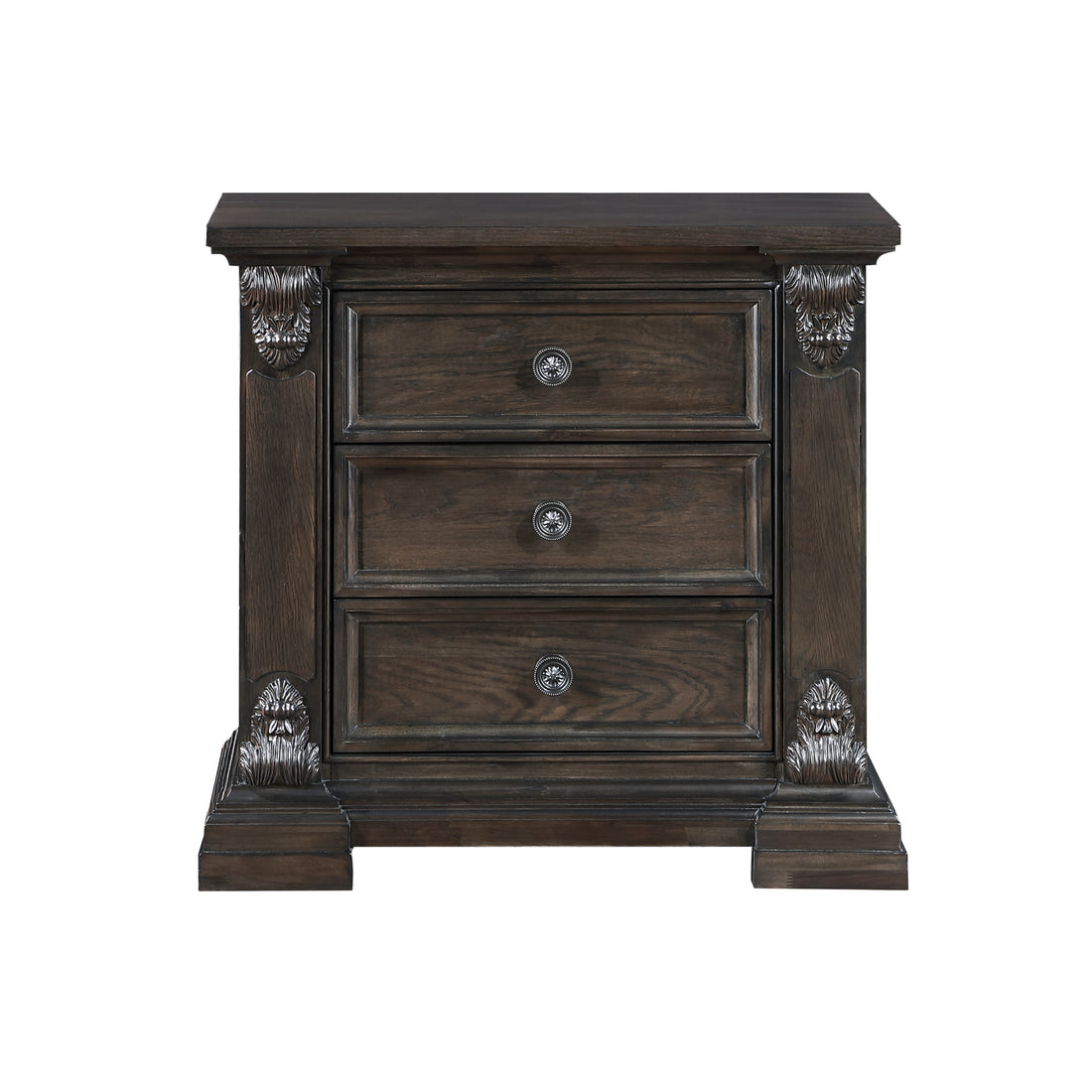 Elegant Design 3 Drawers Nightstand Traditional Vintage Bedroom Furniture 1Pc Espresso Finish Espresso 3 Drawers Bedroom Traditional,Vintage Drawers Wood