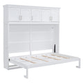Queen Size Murphy Bed Wall Bed With Top Cabinets,White Queen White Plywood