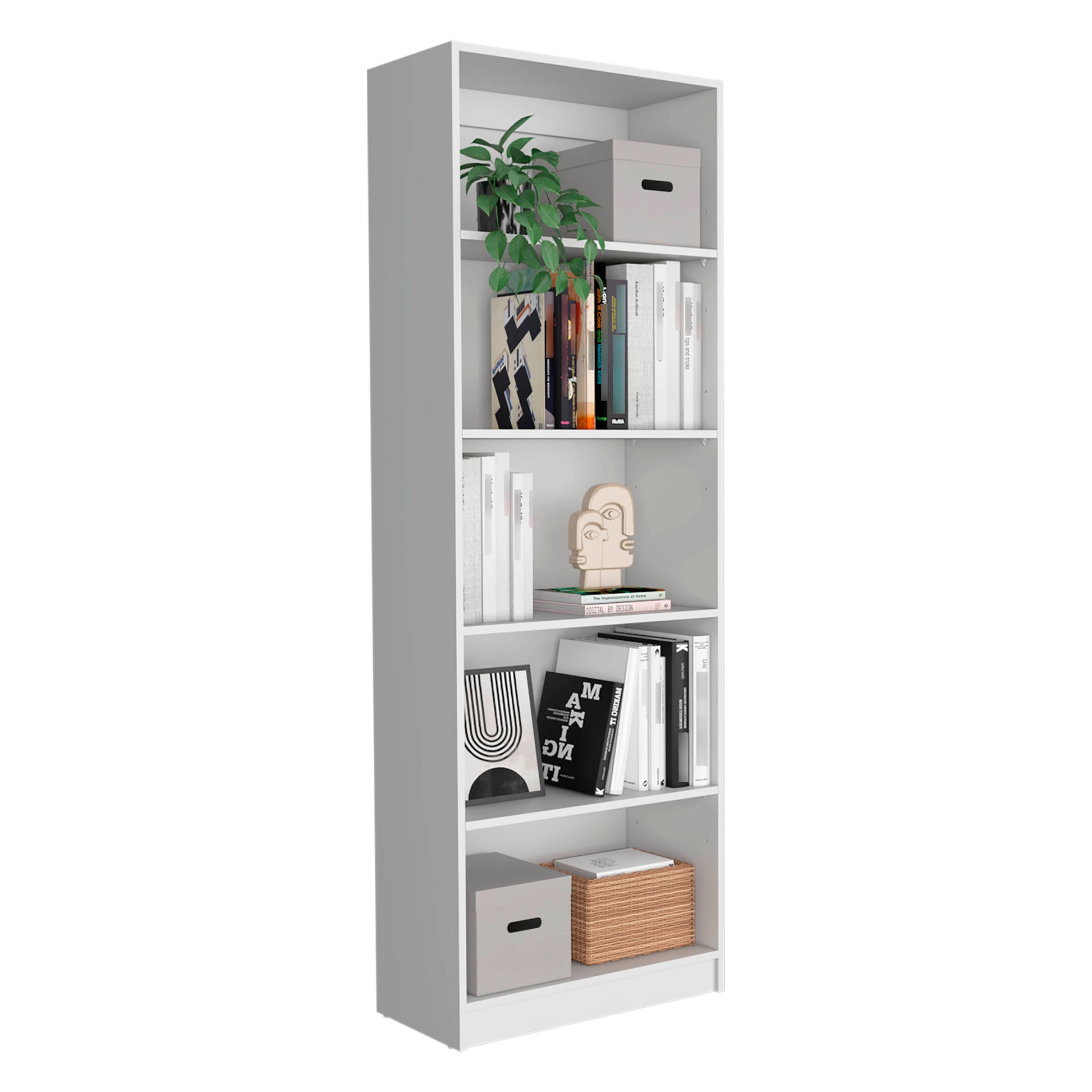 Dupree 3 Piece Home Bookcase Set, 67" Wide With 14 Shelvesliving Room Set Set White Freestanding 5 Or More Shelves Matte White White Office Open Storage Space Modern Particle Board