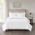 3 Piece Reversible Quilt Set White King Cal King White Polyester
