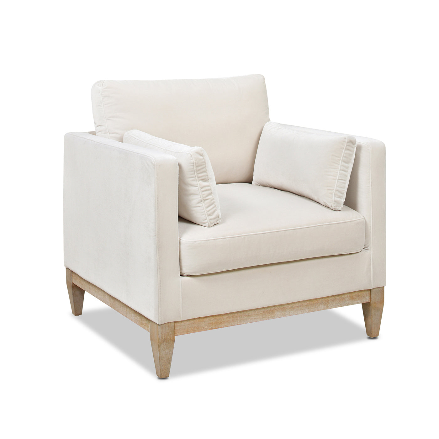 Knox 36" Modern Farmhouse Arm Chair, French Beige Performance Velvet Beige Foam Velvet