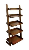 Antique Oak 1Pc Ladder Shelf 5 Tier Shelf For Books Modern Style Living Room Display Shelf Book Shelf 5 Oak Primary Living Space Open Back Contemporary,Modern,Rustic,Transitional Solid Wood