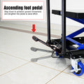 Hydraulic Lift Trolley, 500 Lbs Capacity, With 4 Wheels, For Material Handling And Transportation, Black Blue Black Blue Steel