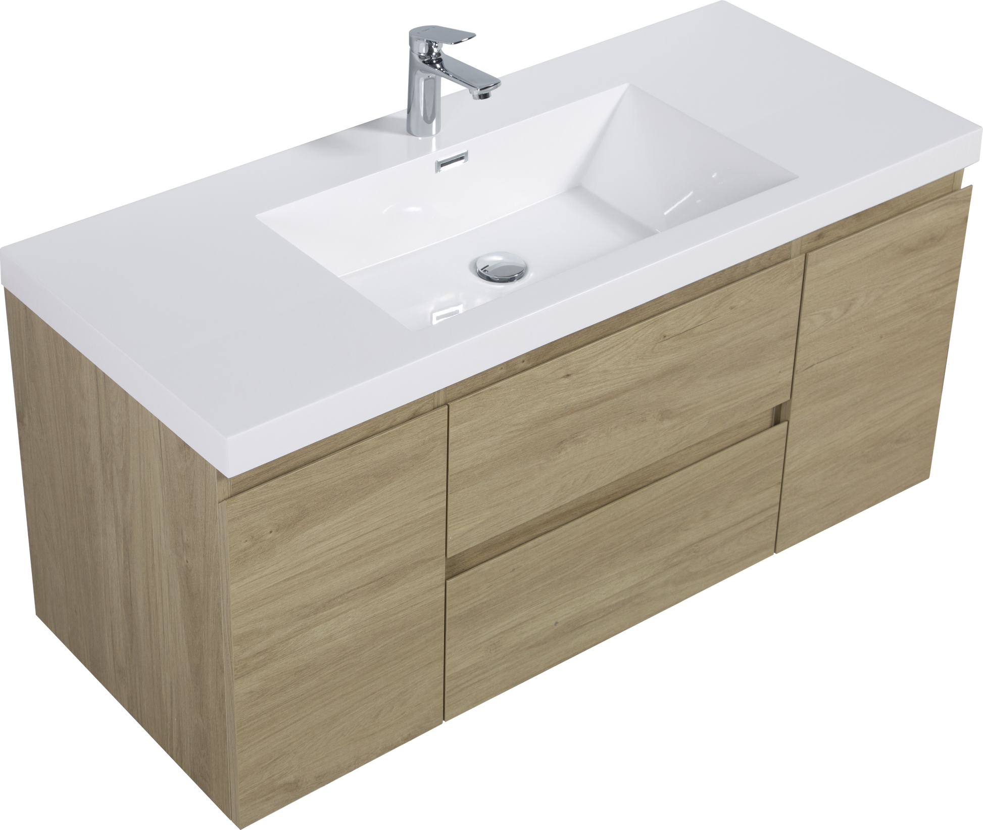 48" Floating Bathroom Vanity With Sink, Modern Wall Mounted Bathroom Storage Vanity Cabinet With Resin Top Basin And Soft Close Drawers, Natural Oak 24V11 48No 2 Oak 2 Bathroom Wall Mounted Melamine