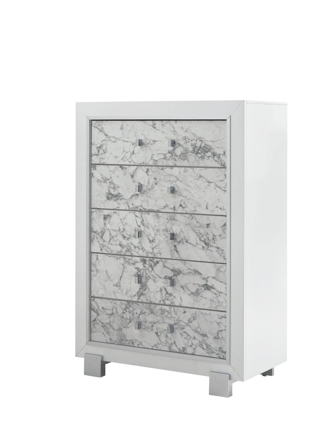 Skye Marble White Chest White Solid Wood Mdf