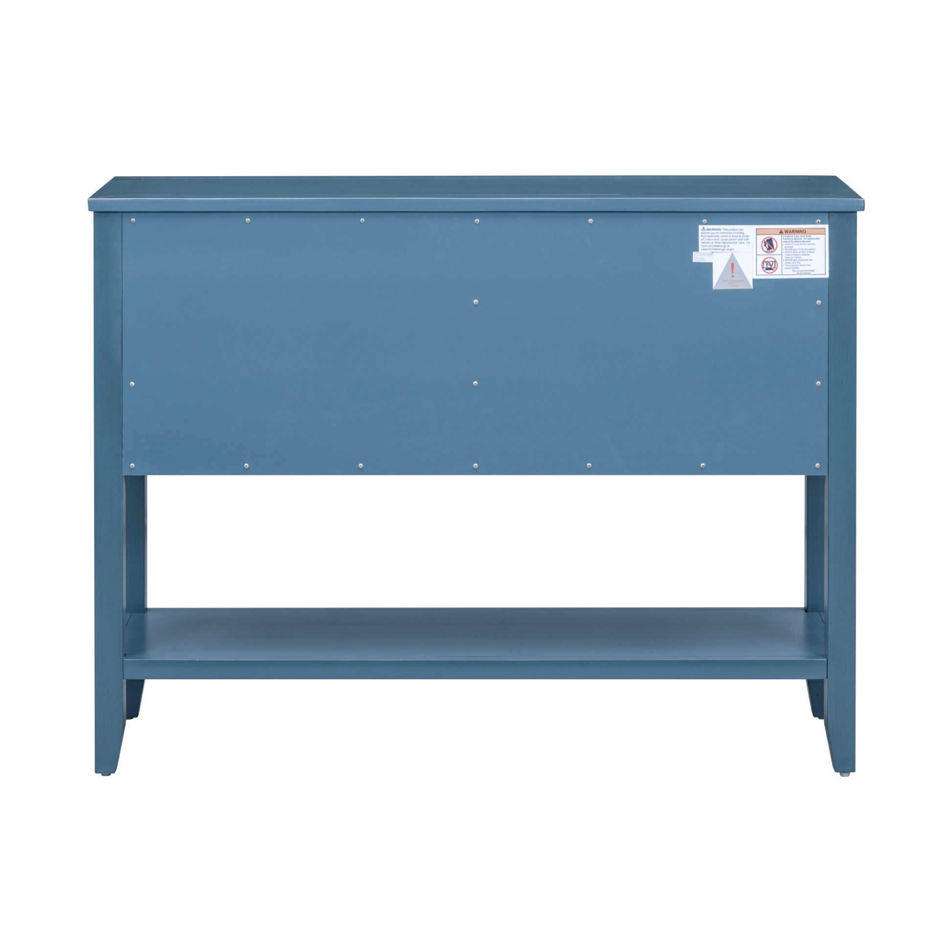 Cambridge Series Large Storage Vintage Console Table With Four Small Drawers And Bottom Shelf For Living Rooms, Entrances And Kitchens Light Navy, Old Sku: Wf190263Aah Light Navy Solid Wood Mdf