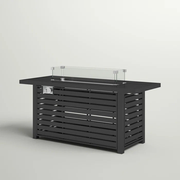 24" H Steel Propane Outdoor Fire Pit Table With Lid Black Steel