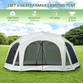 Outsunny 20 Person Camping Tent, Outdoor Cabin Tent Tent With 2 Doors, Screen Room, Family Dome Tent For Hiking, Backpacking, Traveling, Easy Set Up, Cream Cream White Steel