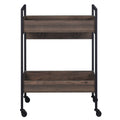 Walnut And Black Serving Cart With 2 Shelves -