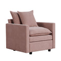 Chenille Fabric Comfy Deep Single Seat Sofa Upholstered Reading Armchair Living Room Pink Wood Foam Chenille 1 Seat