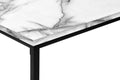 Table Set, 3Pcs Set, Coffee, End, Black Metal, White Marble Look Laminate, Contemporary, Modern White Particle Board