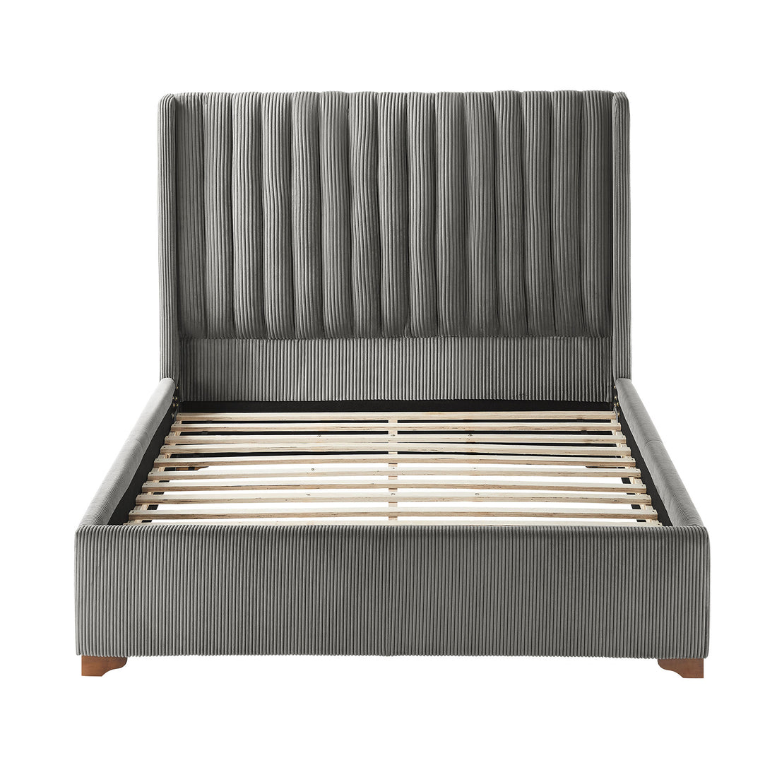 Full Size Modern Design Bed Frame Upholstered Queen Bed Frame Platform With Headboard Corduroy Headboard Wooden Slats Support, No Box Spring Needed,Mattress Foundation,Dark Grey Full Dark Grey