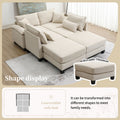 Wide Seat Corduroy Modular Sectional Sofa Bed,Sleeper Couch Set With Armrest Pillow,6 Seat Free Combination Sofa With Ottomans,Oversized Indoor Furniture For Living Room, 2 Colors Beige Corduroy 6