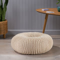 Knited Pouf Beige Cotton