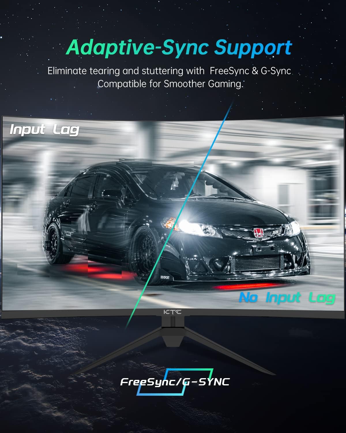 Ktc 32 Inch Curved Gaming Monitor, 2K 170Hz Monitor, 1440P 144Hz Monitor, 1500R Frameless, 1Ms, Hdr, Freesync Premium, Displayport Hdmi Usb, Vesa Wall Mount, Pc Monitor, H32S17 Black Metal