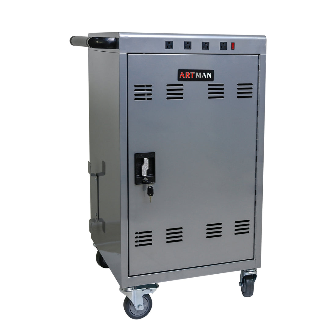 Mobile Charging Cart And Cabinet For Tablets Laptops 35 Device B30Plus Silver Silver Steel Metal