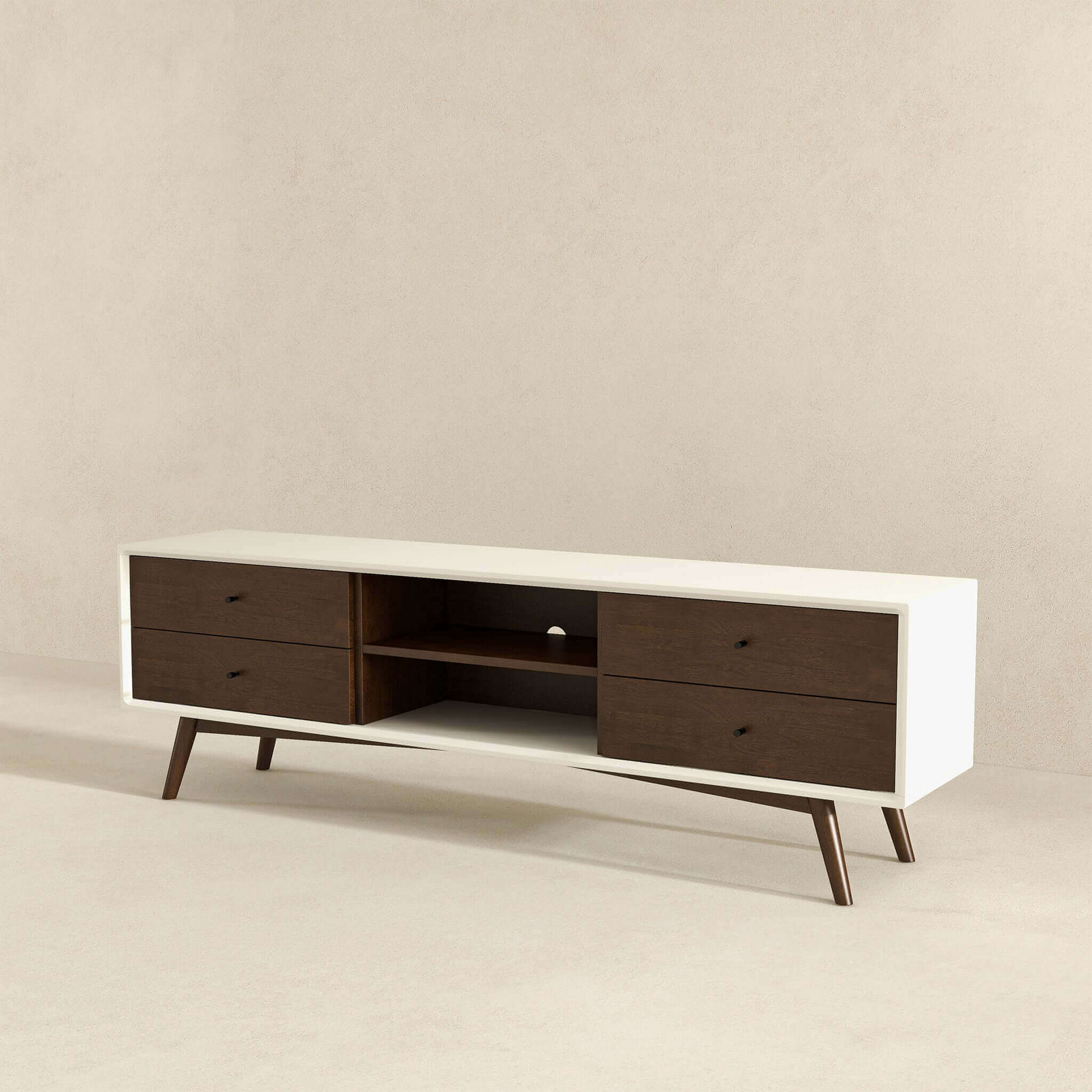 Caroline Walnut White Tv Stand Up To 72" Brown,White Brown 70 79 Inches 70 79 Inches Solid Wood