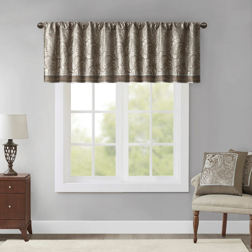Jacquard Window Valance Blue Brown 50X18" Blue Brown Polyester