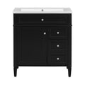 30'' Bathroom Vanity With Top Sink, Modern Bathroom Storage Cabinet With 2 Drawers And A Tip Out Drawer, Single Sink Bathroom Vanity Black Bathroom Solid Wood Mdf