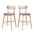 Wooden Bar Chairs Set Of 2, Modern Soft Upholstered Kitchen Island Chairs, Counter Height Stool With Backrest,Wooden Frame Chairs With Footrest For Pub,Living Room,Restaurant,Oak Oak Solid Wood