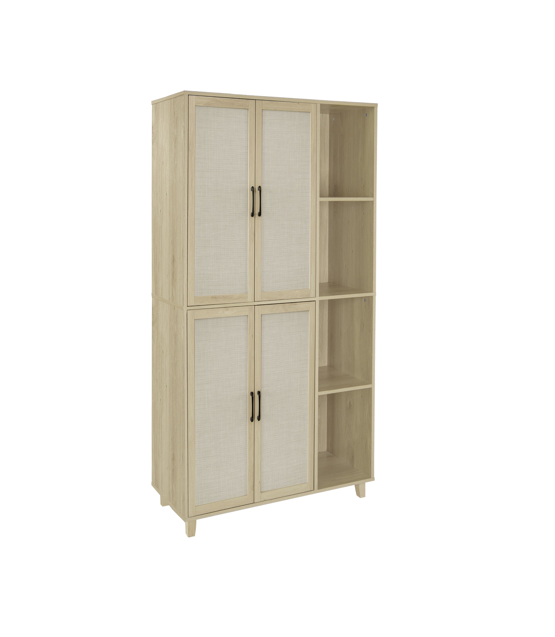 4 Door Cabinet With 4 Shelves With 4 Adjustable Inner Shelves, Storage Cabinet Natural Mdf