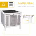 Pawhut Small Wooden Rabbit Hutch, Bunny Guinea Pig Cage, With Openable & Waterproof Roof, Gray Gray Wood