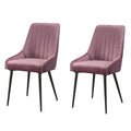 Pink And Black Tufted Back Side Chairs Set Of 2 Pink Black Dining Room Mid Century Modern Set Of 2 Wood Fabric