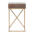 End Table K D With 1 Drawer Dark Brown Wood Metal