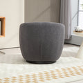 Upholstered Swivel Barrel Armchair With Storage Modern Living Room Side Chair For Bedroom Office Reading Spaces Teddy Fabric Grey Grey Foam Upholstered
