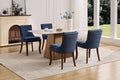 Modern Dining Chairs Set Of 2,Double Layer Cushioned Chenille Fabric Upholstered Accent Side Leisure Chairs With Mid Back And Curved Solid Wood Legs For Living Room Dining Room Blue Blue Dining Room American Design Dining Chairs Rubberwood Set Of 2 Foam