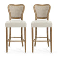 Barstool Set Of 2 Dark Brown Fabric