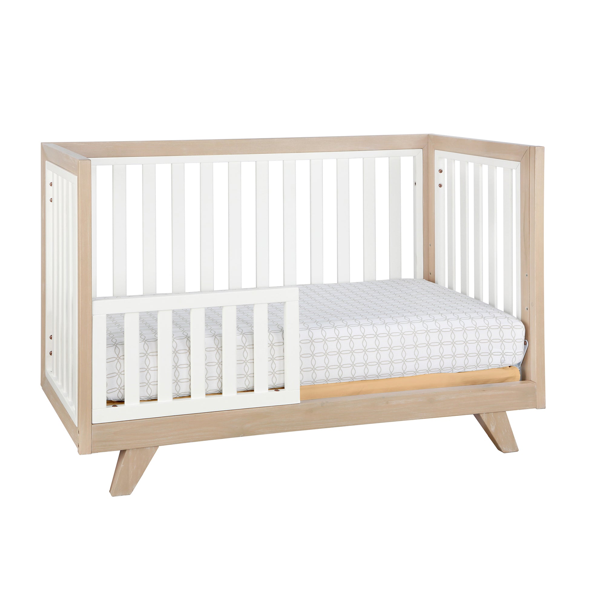 Wooster Toddler Rail In Almond And White Natural Wood Wash Wood