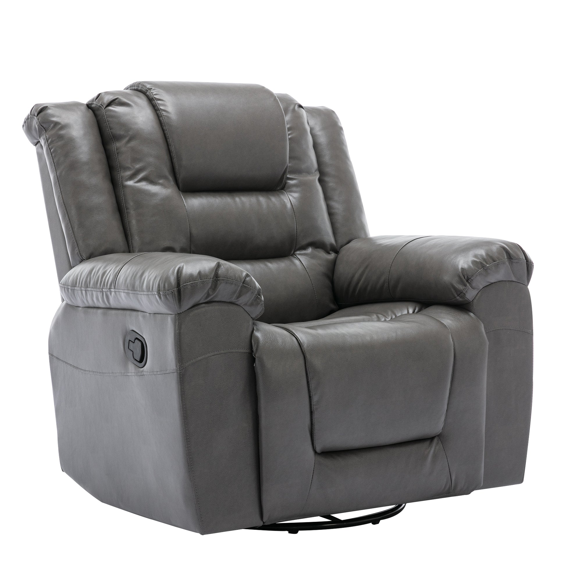 360 Swivel And Rocking Home Theater Recliner Manual Recliner Chair With Wide Armrest For Living Room,Bedroom, Grey Grey Foam Pu