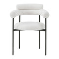 Upholstered Armchair Dining Chairs With Metal Legs Set Of 2 ,White White Fabric Metal