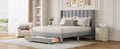 Full Size Storage Bed Velvet Upholstered Platform Bed With A Big Drawer Gray Old Sku:Wf296850Aae Full Gray Velvet