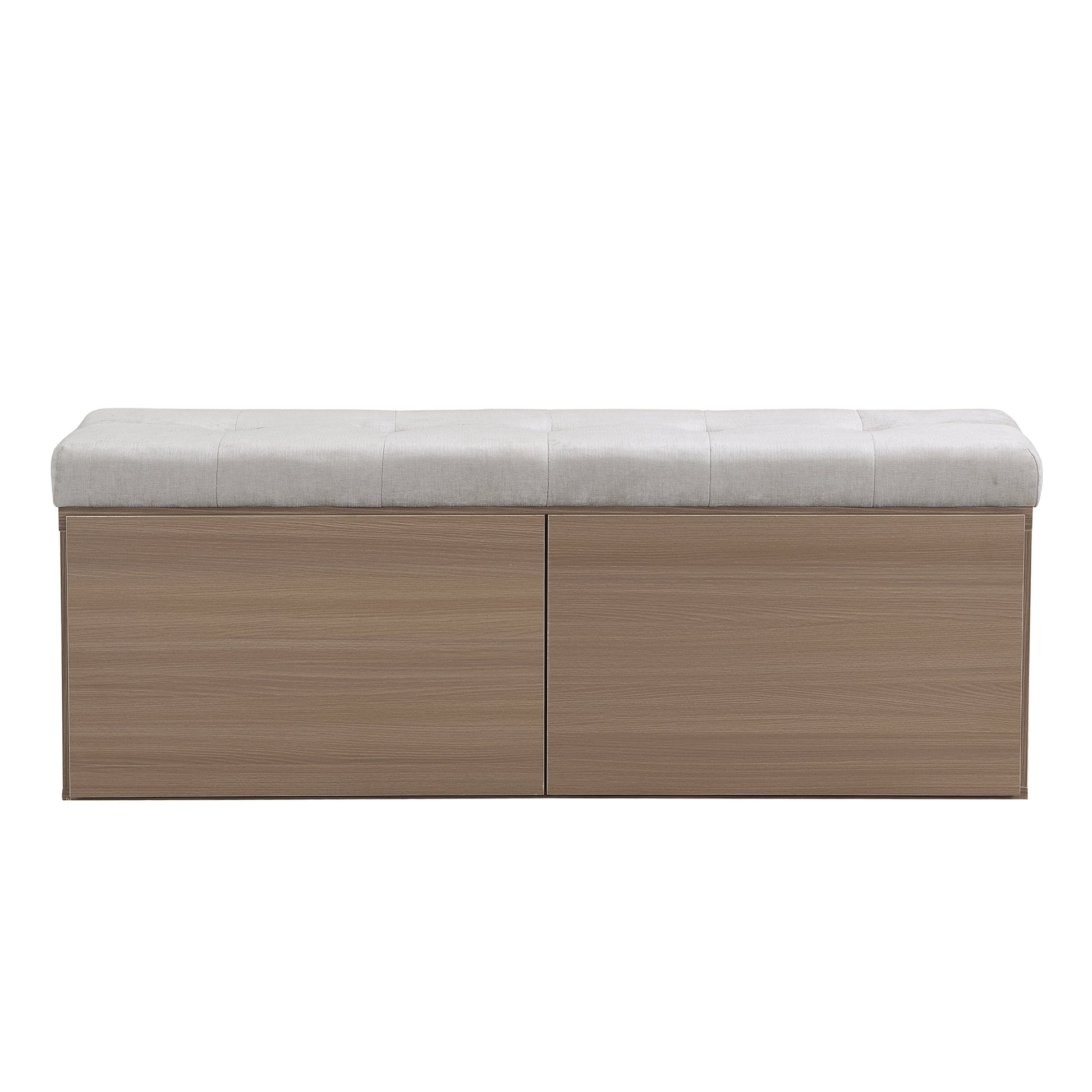 49" Shoe Storage Bench Entryway Shoe Cabinet Storage Ottoman With Padded Seat Cushion And Double Doors For Entryway, Hallway And Bedroom, Light Grey Cushioned Light Grey Chenille Solid Shoe Storage