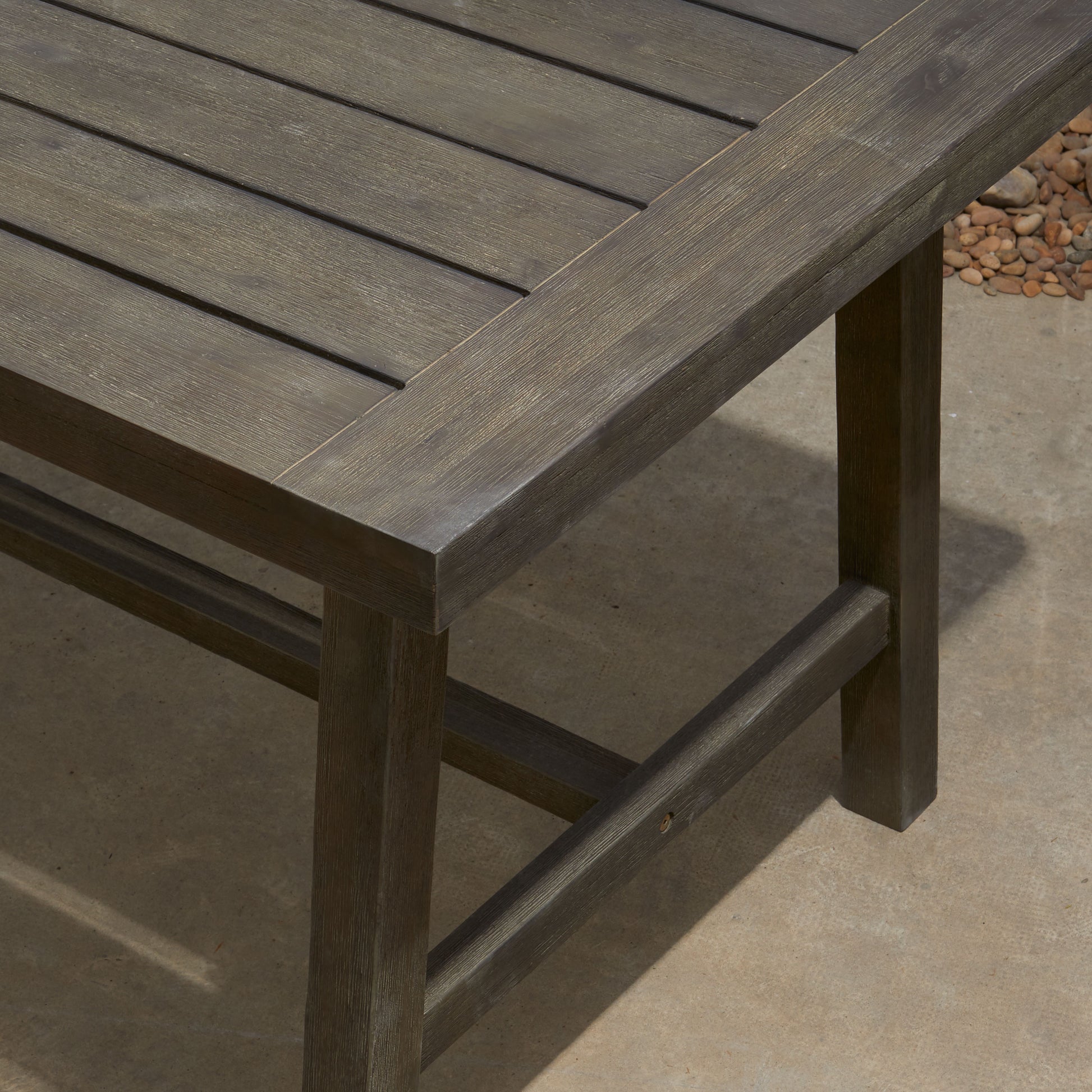 Renaissance Outdoor Patio Picnic Dining Table Grey Acacia Wood