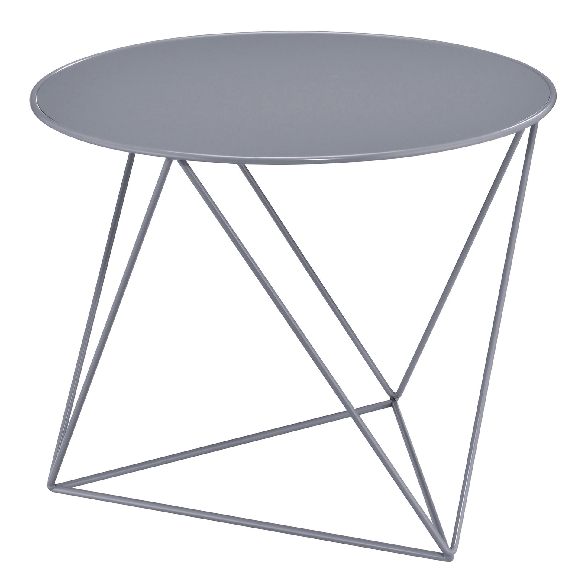 Grey Geometric Metal Base Accent Table Grey Primary Living Space Contemporary Round Metal