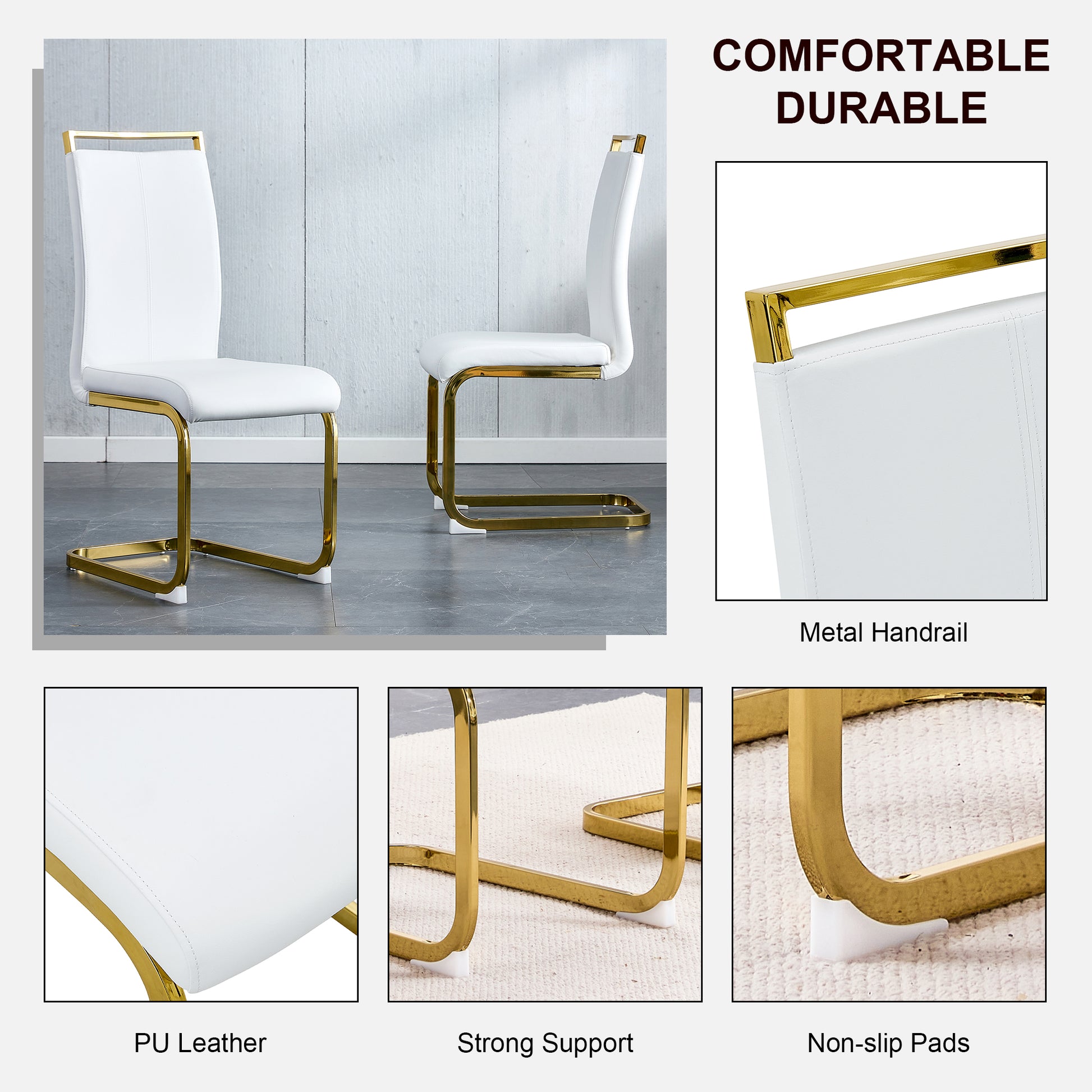 Table And Chair Set. Modern Dining Table With Mdf Top And Beautiful Mdf Legs. Equipped With Comfortable Pu Chairs And Metal Legs. Suitable For A Wide Range Of Decorative Styles. Black,White Seats 6 Mdf